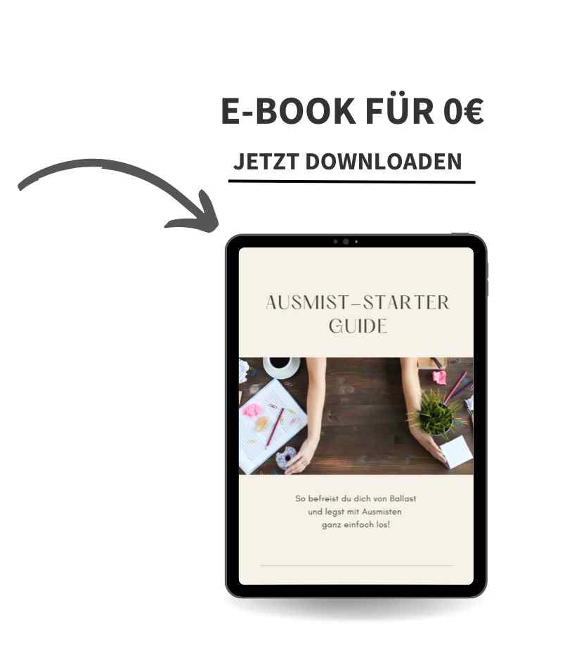 Mockup mit dem Hinweis auf ein E-Book den Ausmist Starter Guide